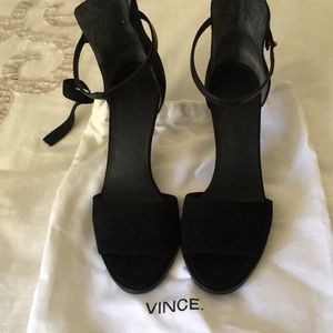 Vince black suede heels